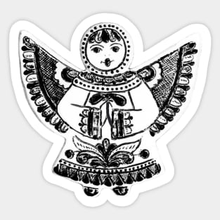 Ukraine folk Black and white Angel design Sticker